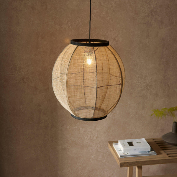 The Endon Zaire 1 Light Globe Pendant Ceiling Light features a sophisticated linen-textured finish, creating a soft and inviting glow. Its modern spherical design, adjustable height, and dimmable function make it an elegant and versatile lighting choice for any contemporary living space.