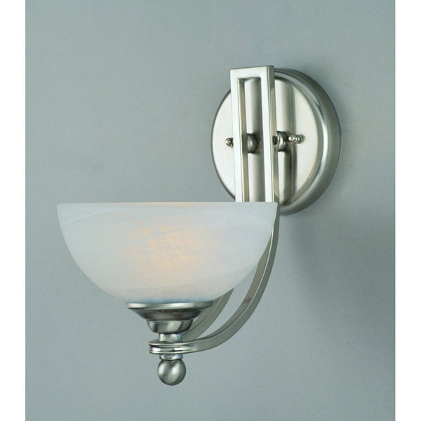 Impex Texas 1 Light Wall Light in Satin Nickel & White Alabaster – A stylish and elegant wall light, perfect for modern and classic interiors. High-quality and durable design.