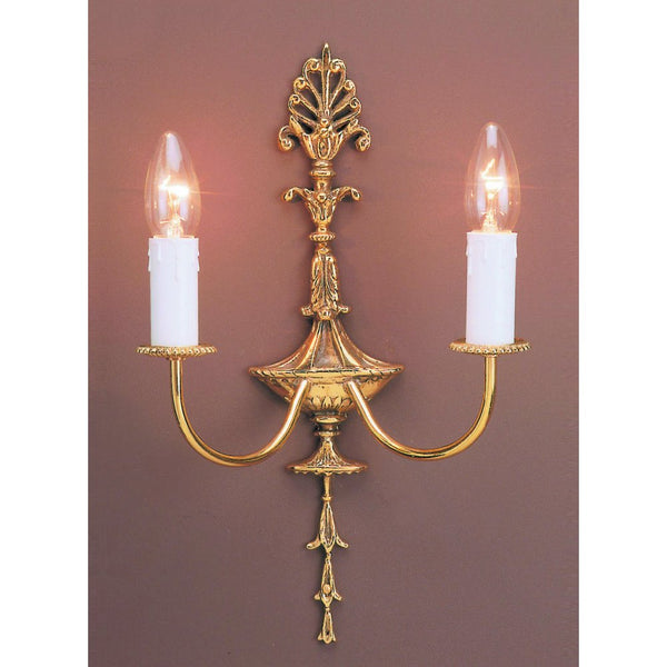 Impex Eden 2 Light Wall Light in Polished Brass – A stylish and elegant wall light, perfect for modern and classic interiors. High-quality and durable design.