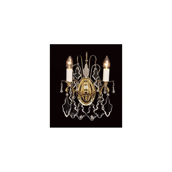 Impex Louvre 2 Light Wall Light in Polished Brass & Crystal – A stylish and elegant wall light, perfect for modern and classic interiors. High-quality and durable design.