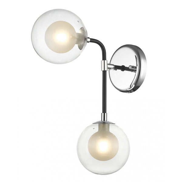 Impex Remy 2 Light Wall Light in Chrome & Black – A stylish and elegant wall light, perfect for modern and classic interiors. High-quality and durable design.