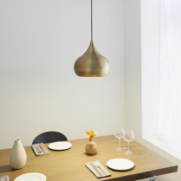 The Endon Brosnan 1 Light Globe Pendant Ceiling Light in Matt Antique Brass features a sophisticated metallic finish, sleek globe design, and integrated LED illumination. Its adjustable height and dimmable functionality make it a stylish and versatile lighting choice for modern and classic interiors alike.