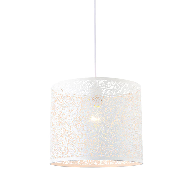 Endon Secret Garden Pendant Drum Light Matt Ivory – A modern and minimalist light shade featuring a soft matt ivory finish. Easy to install without tools or an electrician, this versatile pendant shade is compatible with most standard fittings and perfect for contemporary and classic interiors.