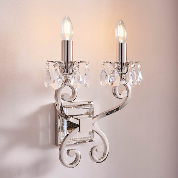 Interiors 1900 Oksana 2 Light Wall Light Polished Nickel