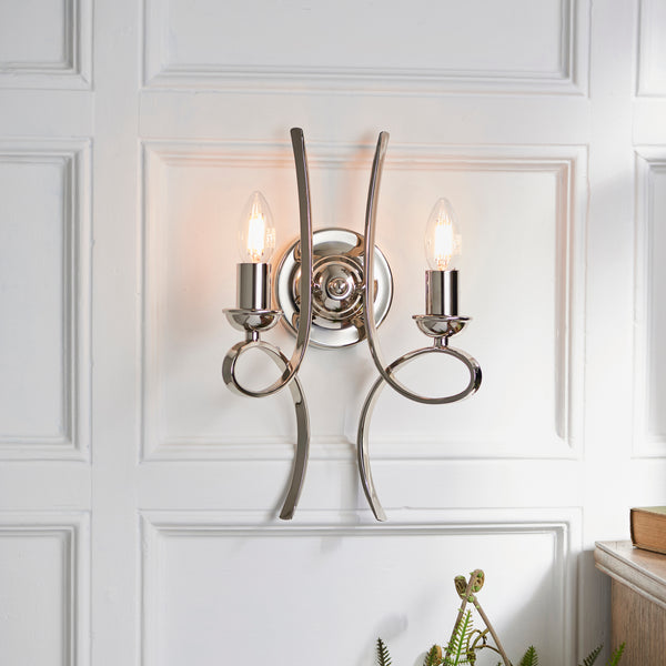 Interiors 1900 Penn 2 Light Wall Light Polished Nickel