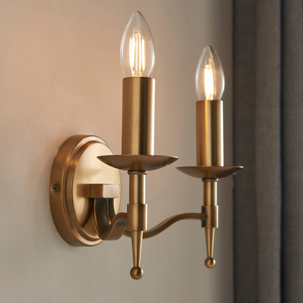 Interiors 1900 Stanford 2 Light Wall Light Antique Brass