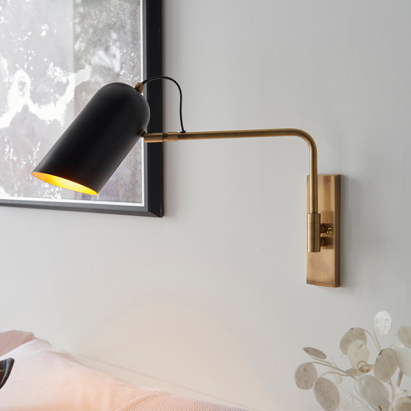 Interiors 1900 Navren Swing Arm Wall Light Antique Brass