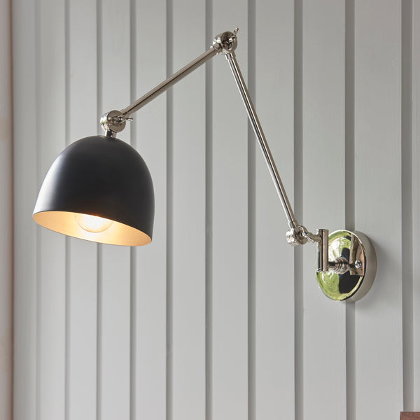 Interiors 1900 Lehal Swing Arm Wall Light Polished Nickel
