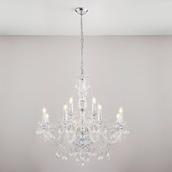 Clarence 12 Light crystal candle chandelier by Endon Lighting product code 308-8-4CL