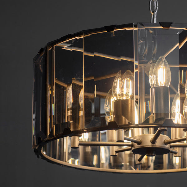 Endon lighting Clooney 8 Light Chandelier With Smoked Glass Panels