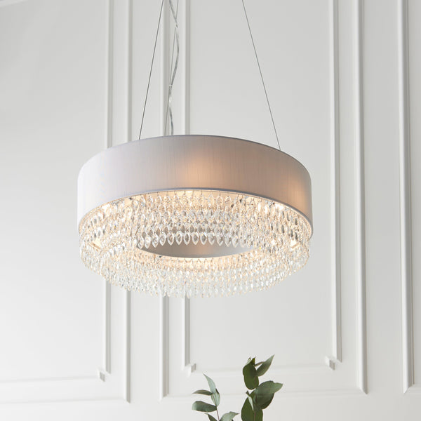 Endon Malmesbury 94396 6 Light Crystal Drum Chandelier Pendant