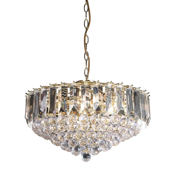Endon Fargo 6-Light Ceiling Light Brass Plate – A sophisticated ceiling fixture featuring a sleek brass plate finish, clear acrylic detailing, and durable steel construction. Dimmable and elegantly designed, this striking light is perfect for living rooms, dining areas, and bedrooms, adding a luxurious touch with warm, balanced illumination.
