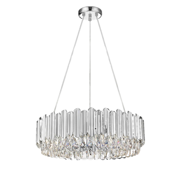 Impex CFH2103-06A-CH Grenada 6lt Pendant Light, Chrome & Crystal Glass