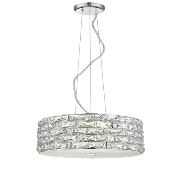 Impex LED2102-04-CH Aruba 4lt Pendant Light, Chrome & Crystal Glass