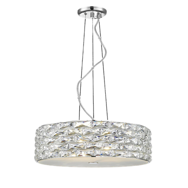 Impex LED2102-05-CH Aruba 5lt Pendant Light, Chrome & Crystal Glass