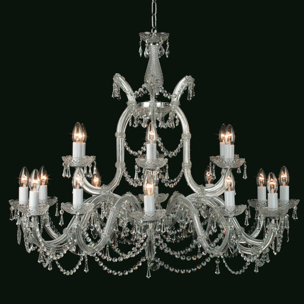 16 Light Strass Crystal Candle Chandelier Chrome