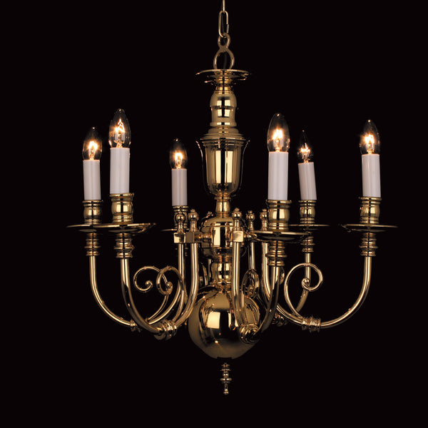 Impex Beveren BF19706/06 Flemish Style 6 Light Chandelier Solid Polished Brass