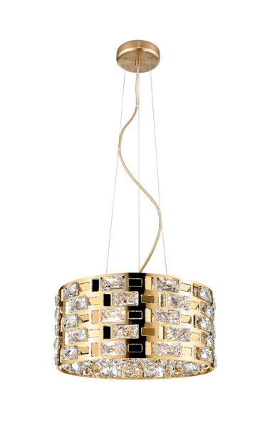 Impex Lola 5lt Pendant Light, Gold Plated & Crystal Glass CFH1811-05-G