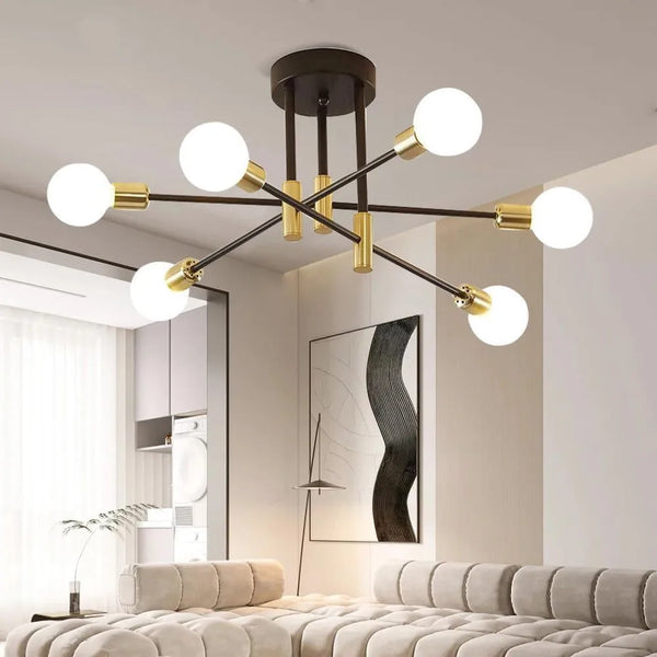 Lush Silvane 6 Light Multi Arm Pendant Light Gold