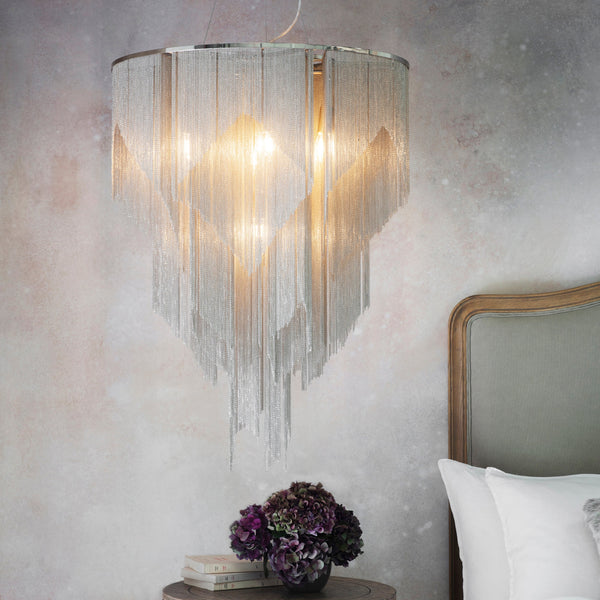 Endon Loire 7 light 76512 Nickel Plated Pendant Chandelier