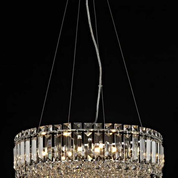 impex alvery 8 light crystal round crystal pendant ceiling light in polished chrome, perfect for kitchen island light, bedroom ceiling light
