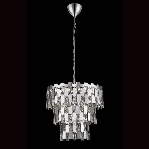 Impex Alma 9-Light Crystal Chandelier in chrome features exquisite crystal detailing, offering a luxurious statement piece for sophisticated interiors.
