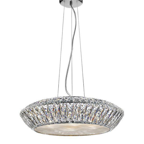 Impex Armel 7-Light Crystal Chandelier in chrome features dazzling crystal accents, offering a modern yet timeless statement for luxurious interiors.