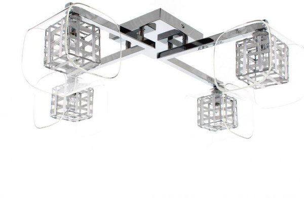Impex Avignon 4-Light Multi-Arm Pendant Light in Chrome features a sleek metal frame, modern polished finish, and four G9 lights, providing stylish illumination for contemporary interiors.