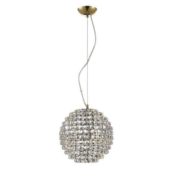 Impex Nord 4-Light Globe Pendant Light in gold features a sleek globe design with a luxurious gold finish, providing sophisticated illumination for dining rooms, entryways, and elegant interiors.