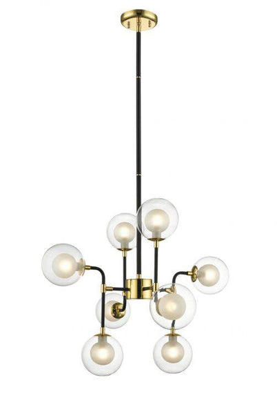Impex Remy 8-Light Multi Arm Pendant Light in Gold and Matt Black features modern elegance, contrasting finishes, and an adjustable eight-light design, perfect for dining spaces, living rooms, and hallways.