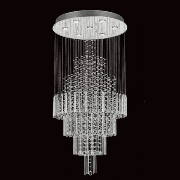 Impex Barcelona 7-Light Crystal Chandelier in chrome features sparkling crystal accents and a modern chrome finish, adding a touch of elegance to any space.