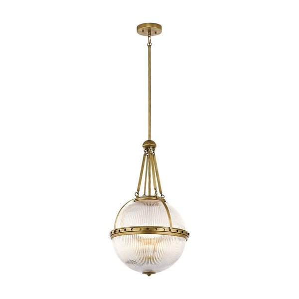 Elstead Aster 3-Light Globe Pendant Light Natural Brass – A sophisticated spherical pendant light with a warm brass finish, featuring an adjustable height and dimmable functionality. Perfect for modern and traditional interiors alike.