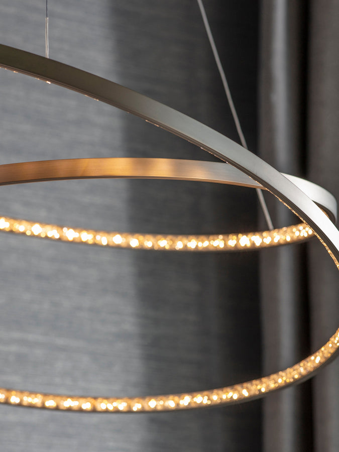 Multi Hoop Led pendant ceiling lights manufactured by Endon Lighting, Impex Lighting, Interiors 1900, Elstaed Lighting at Lush Chandeliers 