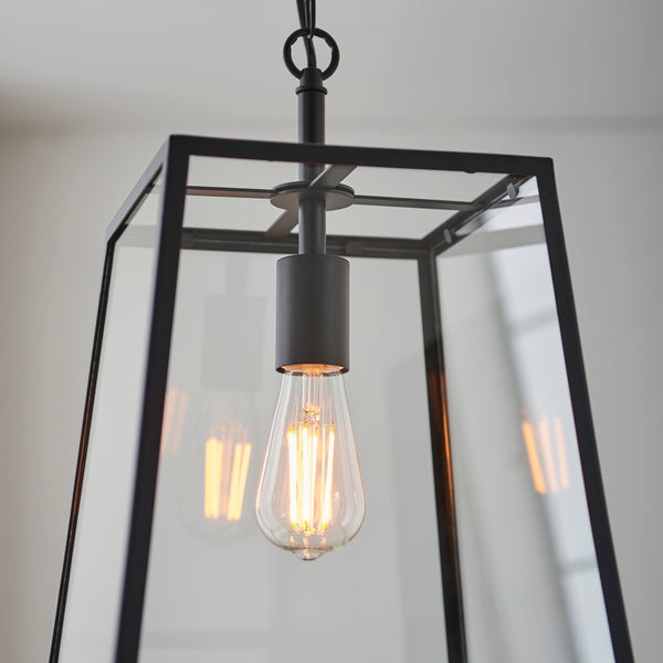 Close-up of the clear glass on the Hurst Lantern Pendant