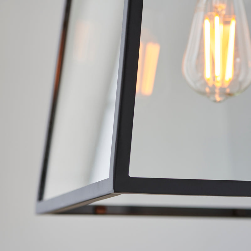 Detail of the matt black finish on the Hurst Lantern Pendant