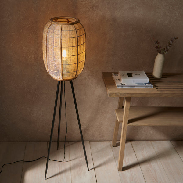 Close-up of the Zaire Tripod Floor Lamp shade and finish