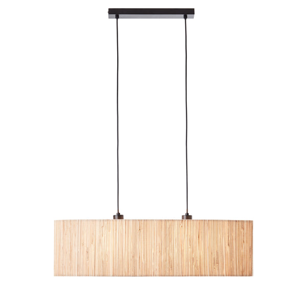 Endon Longshore 2 Light Linear Pendant in natural seagrass and matt black