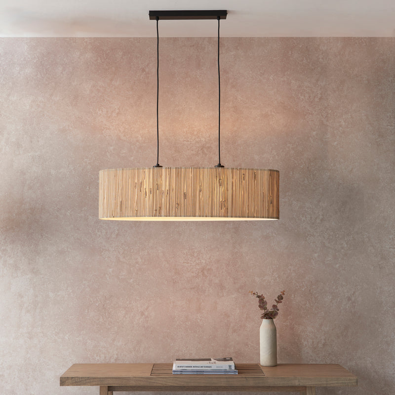 Close-up of the metalwork on the Longshore 2 Light Linear Pendant