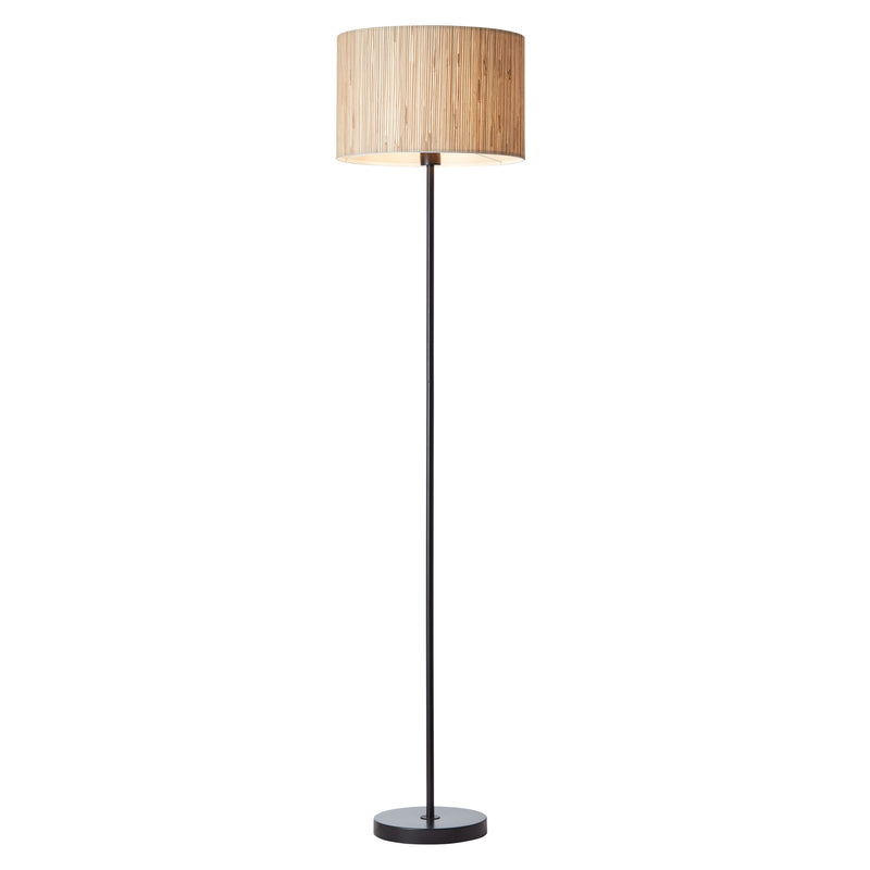 Endon Longshore Floor Lamp in natural seagrass and matt black on a white background