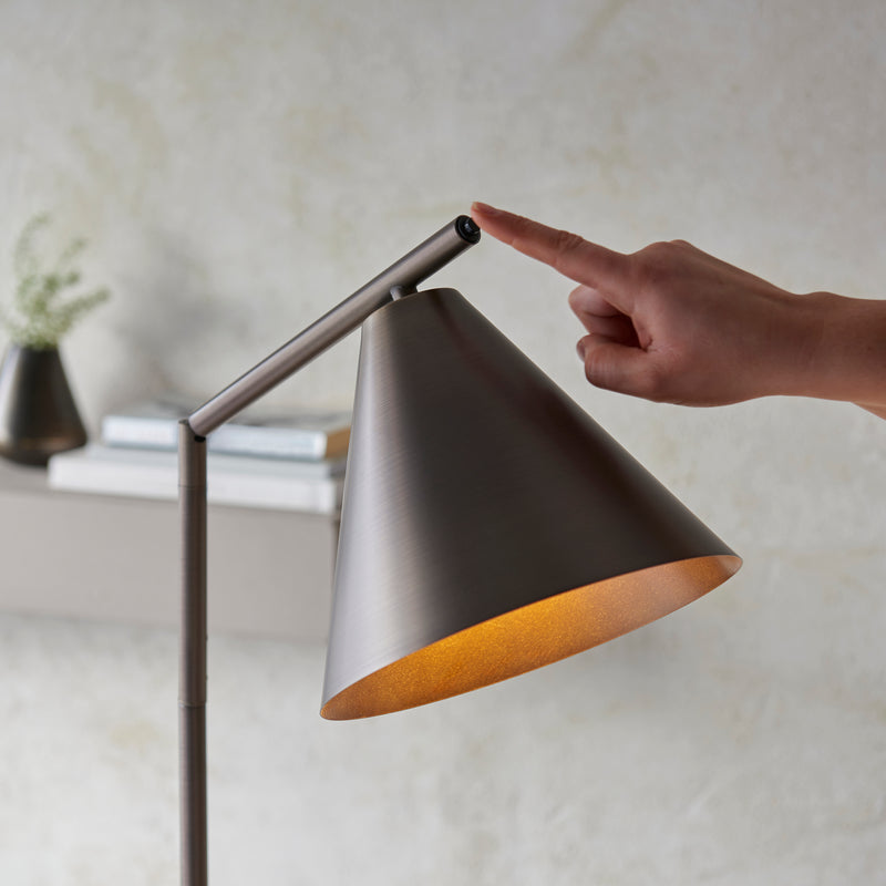 Close-up of the Cape Task Floor Lamp shade and finish