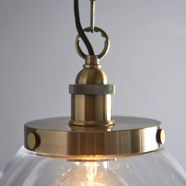 Close-up of the clear glass on the Hansen Grand Pendant