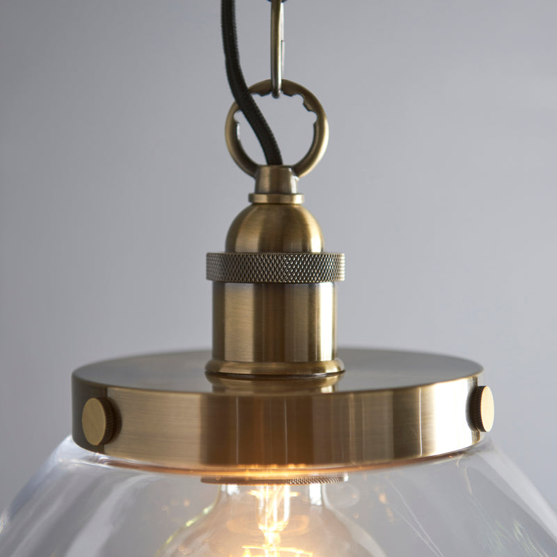 Close-up of the clear glass on the Hansen Grand Pendant