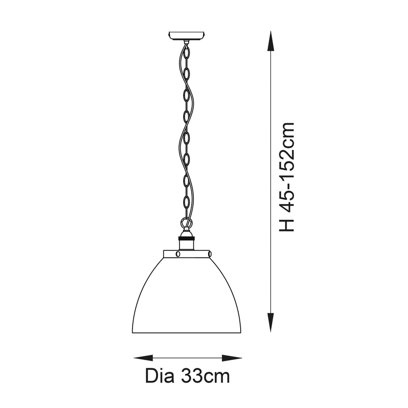 Hansen Grand Pendant dimension drawing showing width and drop