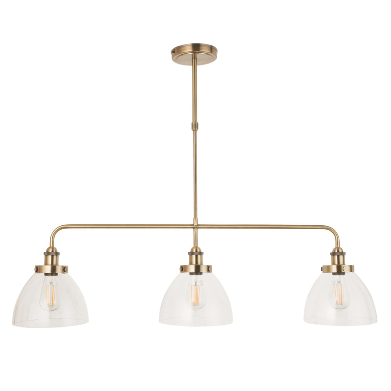 Hansen 3 Light Linear Bar Pendant – alternative view in antique brass