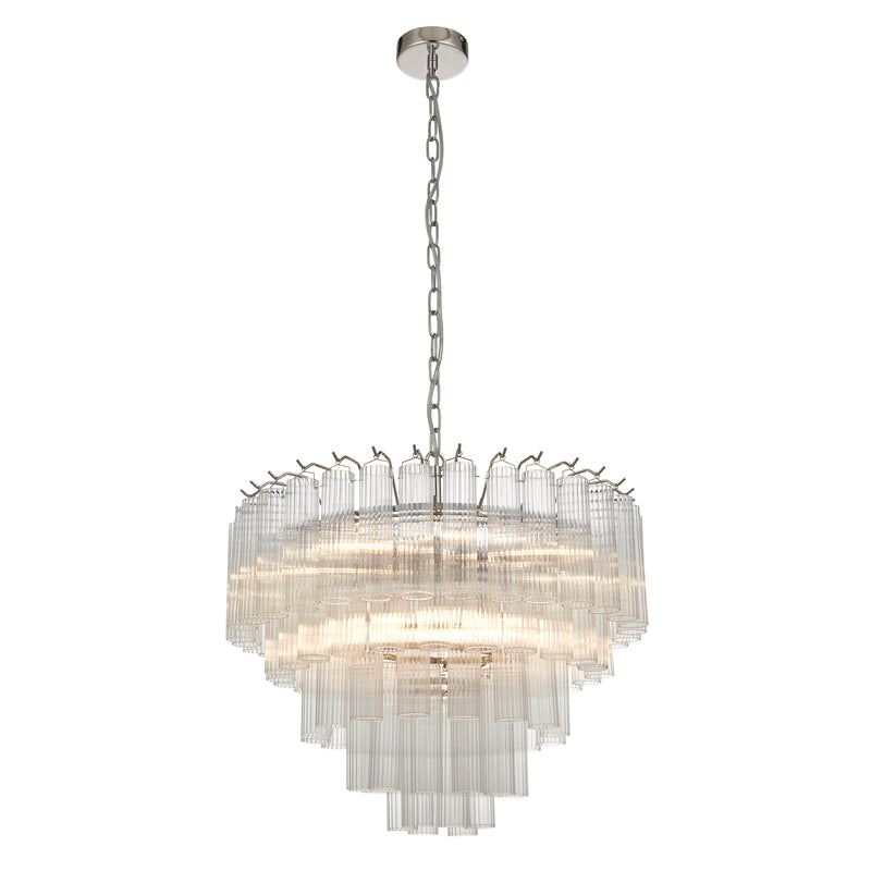 Close-up of the Toulouse 12 Light Tiered Chandelier ceiling plate and fittings