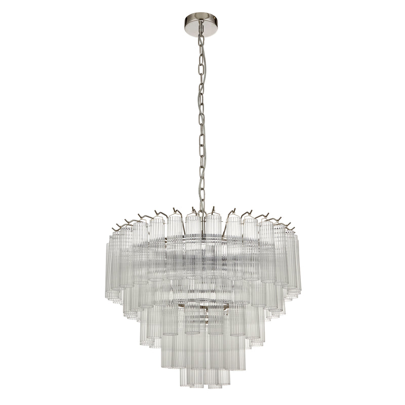 Toulouse 12 Light Tiered Chandelier – alternative view in bright nickel