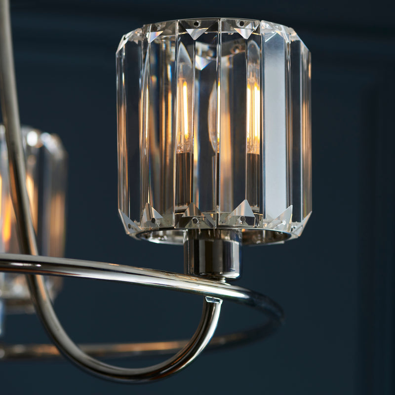 Berenice 3 Light Semi Flush Ceiling Light detail showing the clear glass and fittings
