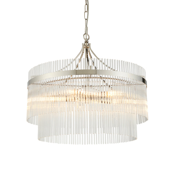 Endon Marietta 5 Light Chandelier in bright nickel with clear glass