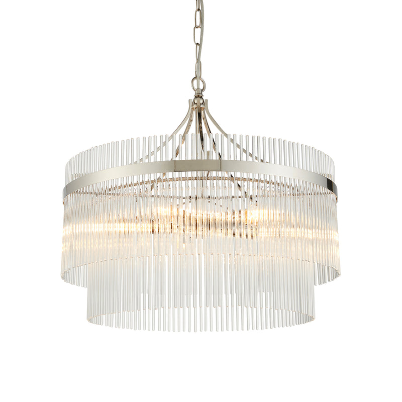 Endon Marietta 5 Light Chandelier in bright nickel with clear glass