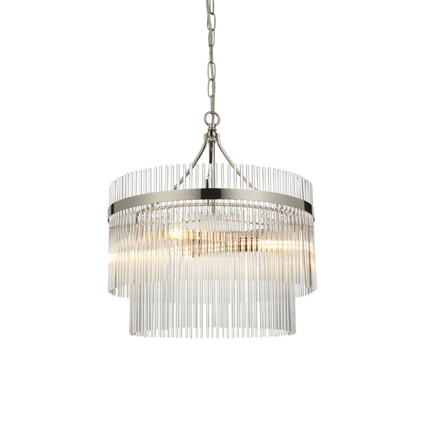 Endon Marietta 3 Light Chandelier in bright nickel with clear glass